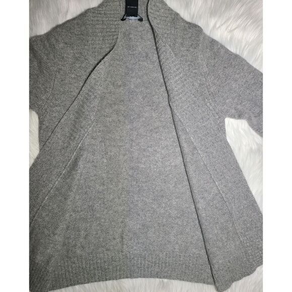 100% Cashmere Grey Open Front Cardigan, PETITE MEDIUM - Picture 3 of 5